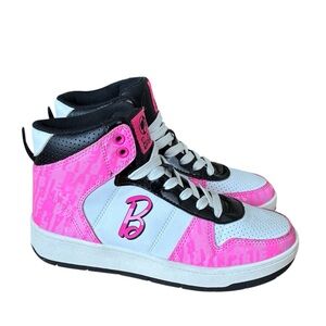 Barbie  High-Top Sneakers in White, Pink & Black